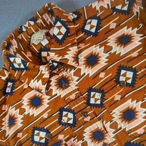 Duluth Trading Co Burnt Orange Aztec Print Button-Down Shirt